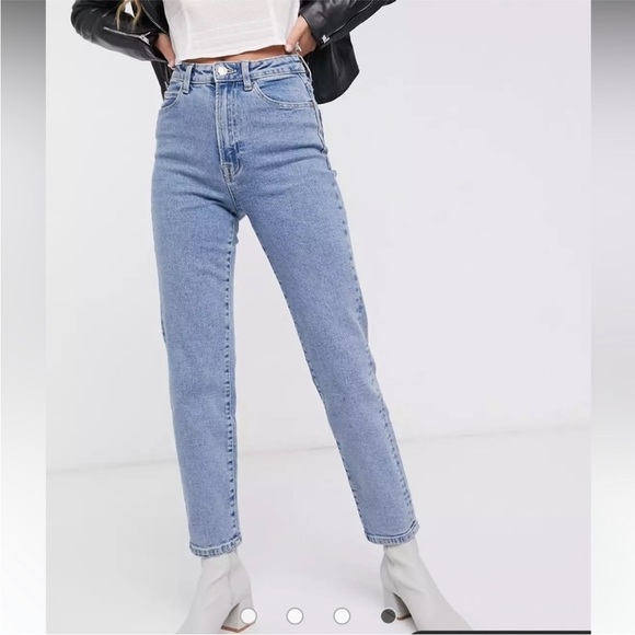 ASOS Denim Jeans High Rise High Waist Raw Hem Strech Size 30 - Picture 1 of 12